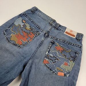 Vintage Y2K Pepe JNCO style Skater Jean Shorts Mens Sz 38 Embroidered Colorful